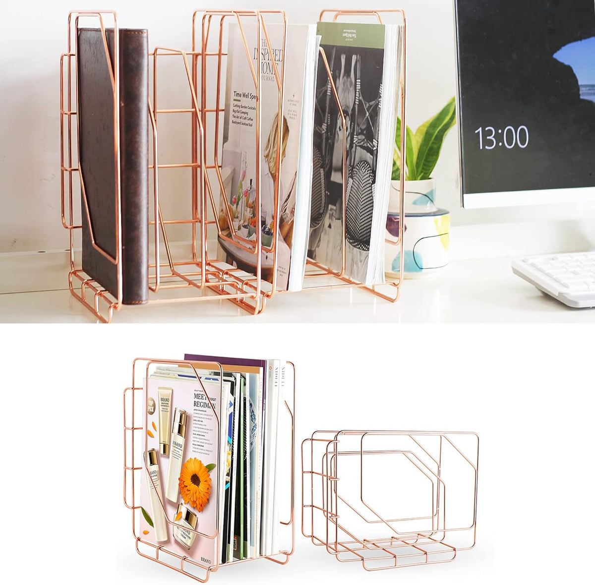 Black Metal 2 Pack 3 Compartment File Organizer W90558