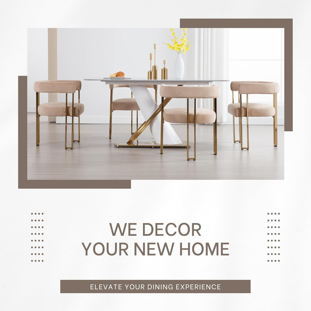 Set of 6 Velvet Khaki Dining Chairs O400472