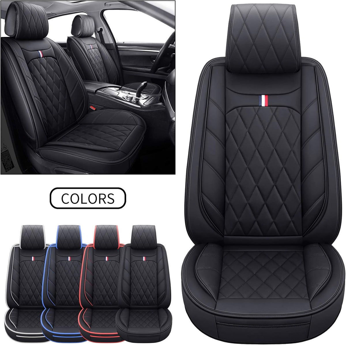 2 PCS Front Waterproof Leather Car Seat Covers A133410
