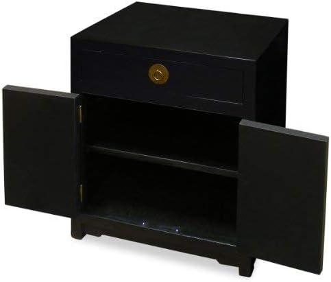 Matte Black Chinese Cabinet with Brass Hardware Z374331
