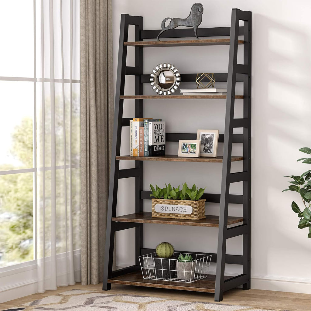 5-Tier White Ladder Bookshelf J2580