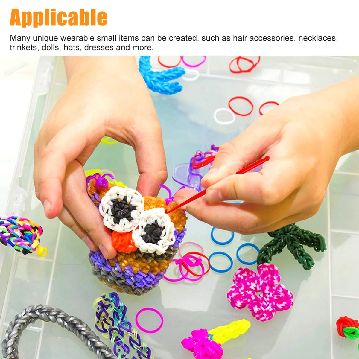 2069pcs Loom Bands Kit 28 Colors Rubber Bands Bracelets Making Kit with Accessory K947708