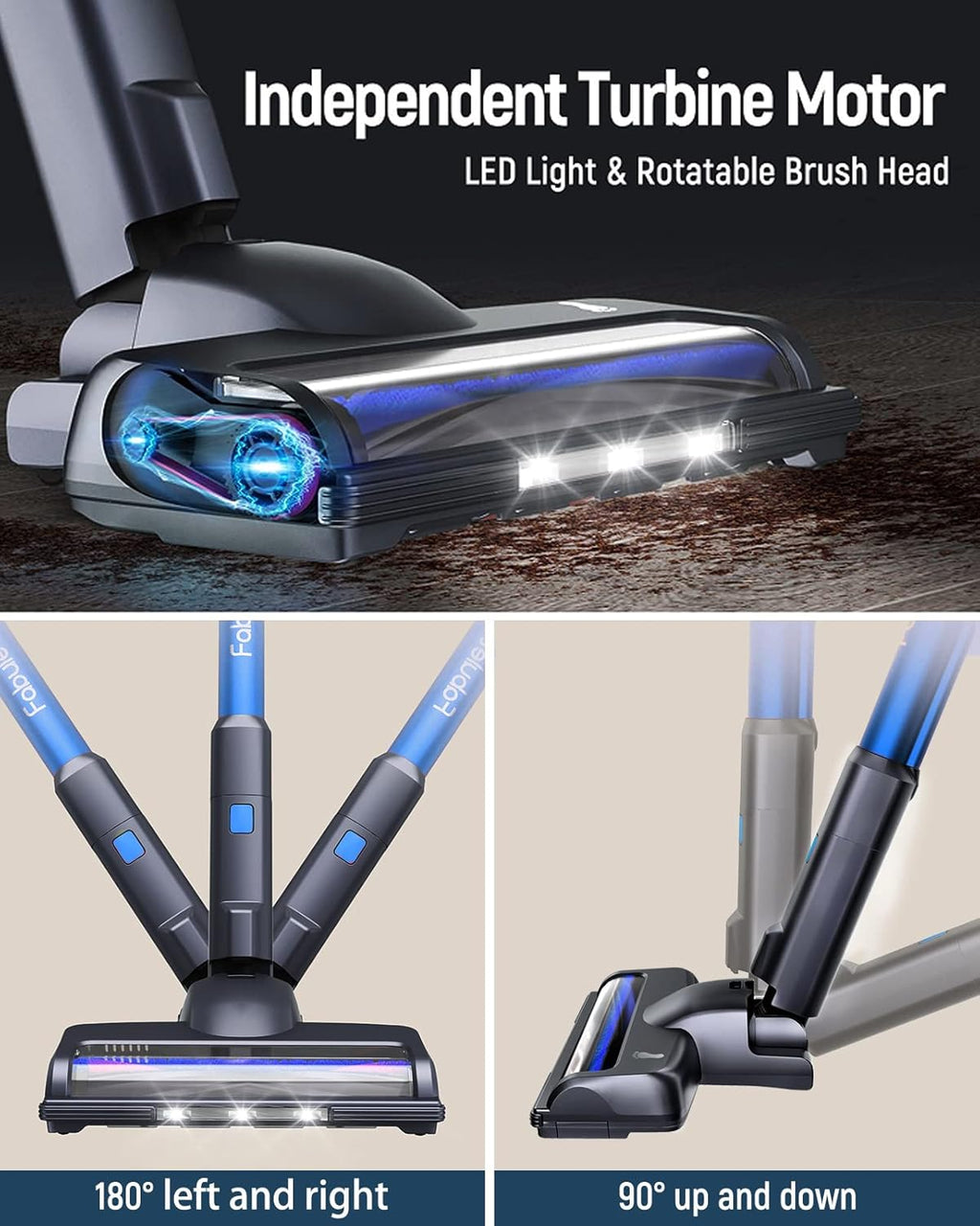 Cordless Stick Vacuum Cleaner, 24Kpa 250W, 6-in-1 Rechargeable, 45 Min Runtime, Blue S782