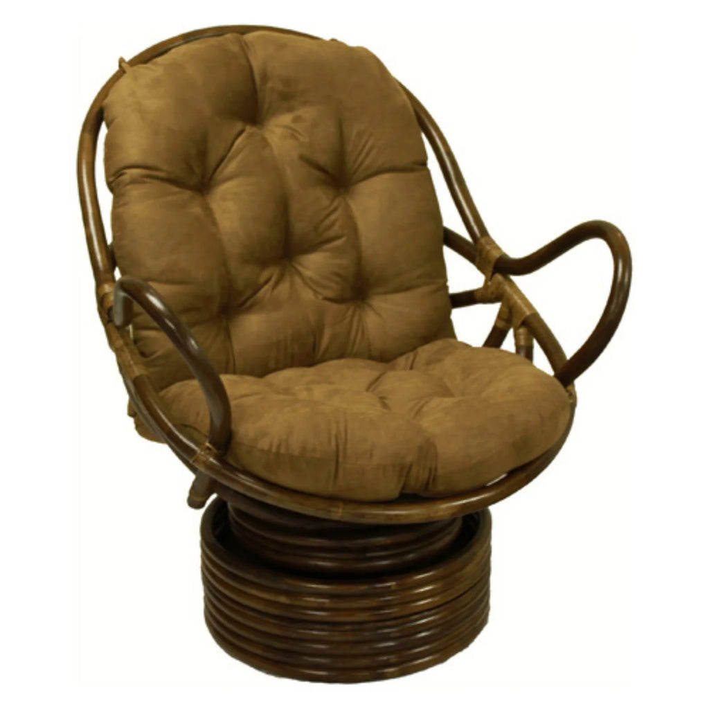 Rattan Coil Base Swivel Rocker with Micro Suede Cushion F99528