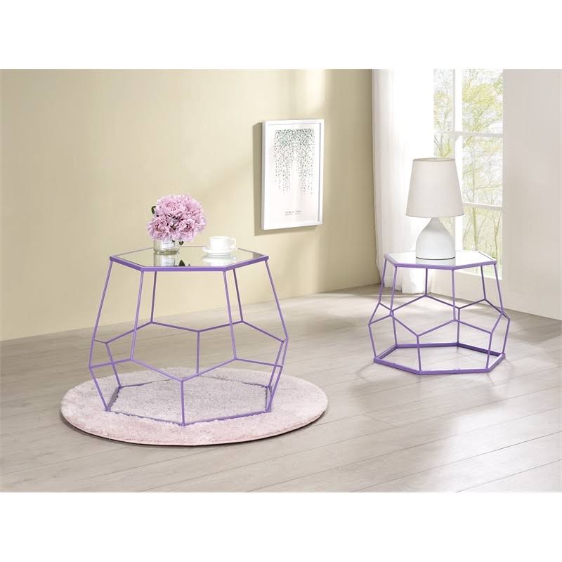 Purple Contemporary Metal Nesting Accent Table Set O94943