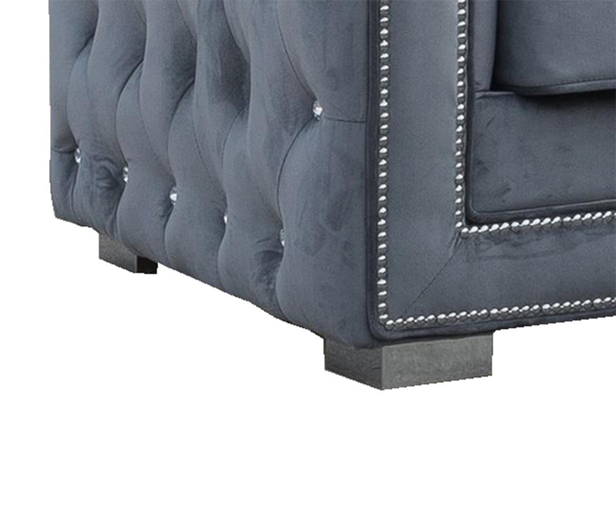 Gray Fabric Sofa & Loveseat Set 2Pcs with Steel Legs U4837