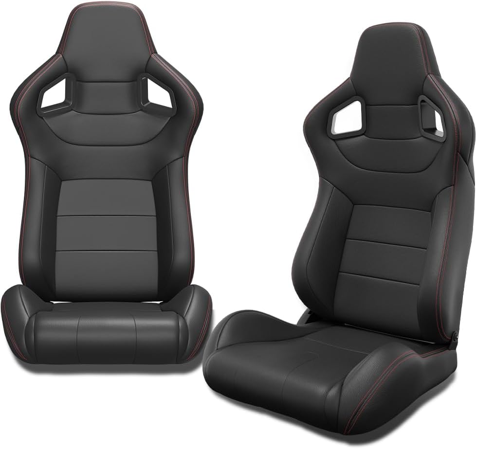 Red Stitch PVC Leather Racing Seats X7389