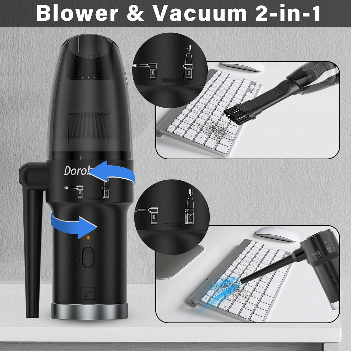 Cordless 2 in 1 Air Duster & Vacuum, 77000 RPM, 10000 PA, Pack of 2 G6179