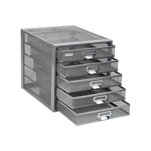 10-Drawer Metal Mesh Desk Organizer, Silver U5534