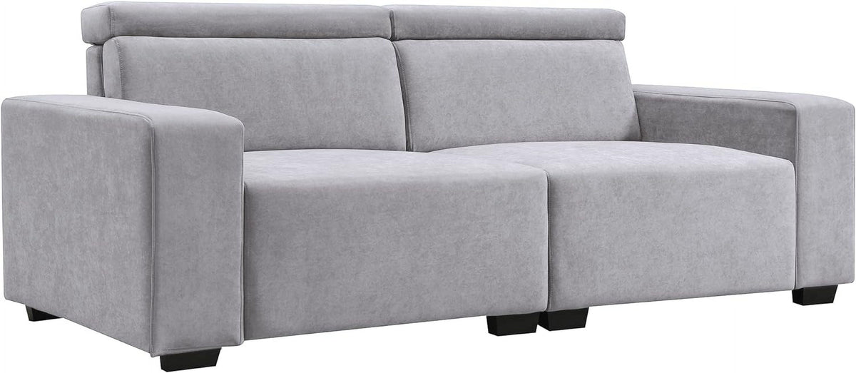 Light Grey Velvet Upholstered Sofa with Adjustable Headrests N933794