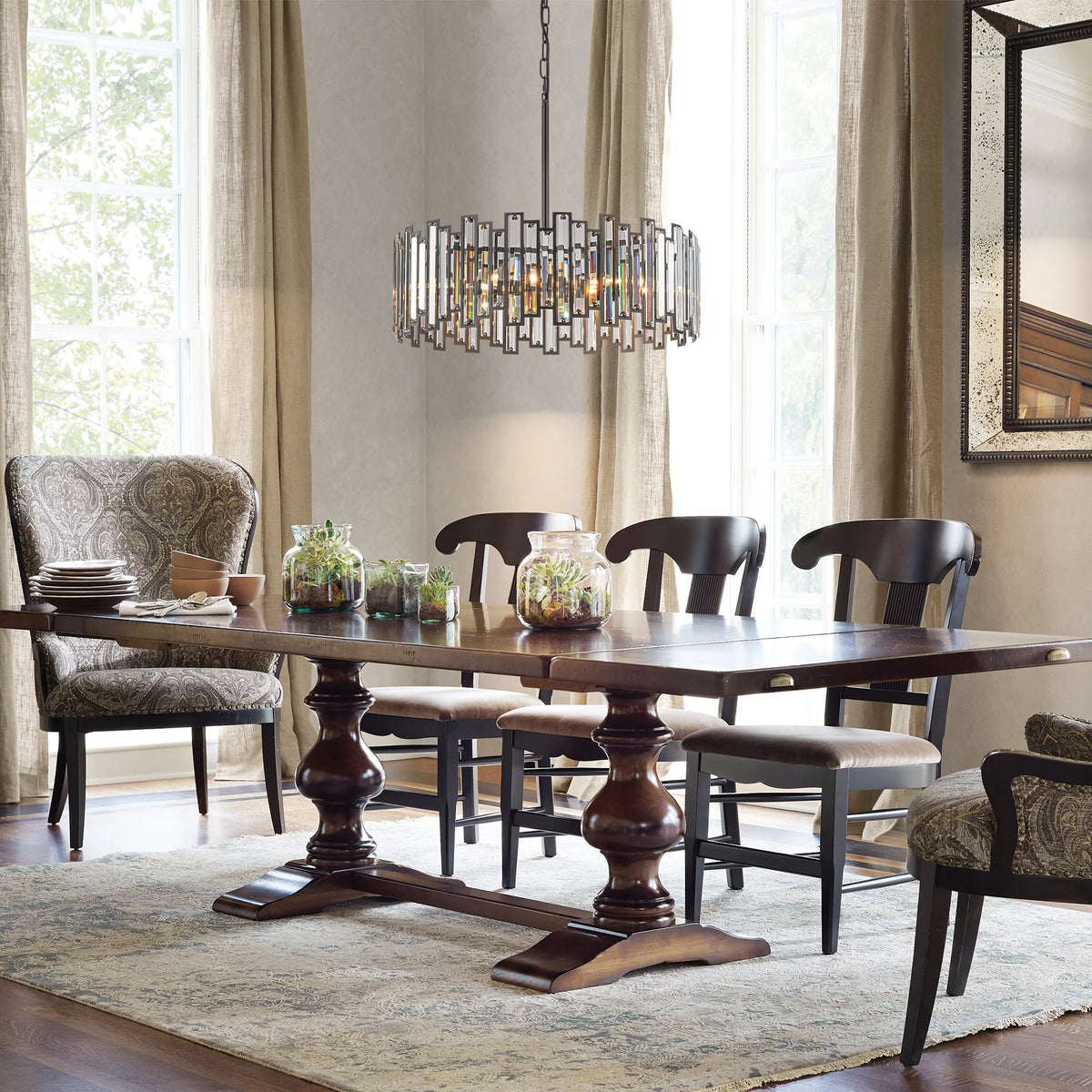 6-Light Crystal Industrial Chandelier H725
