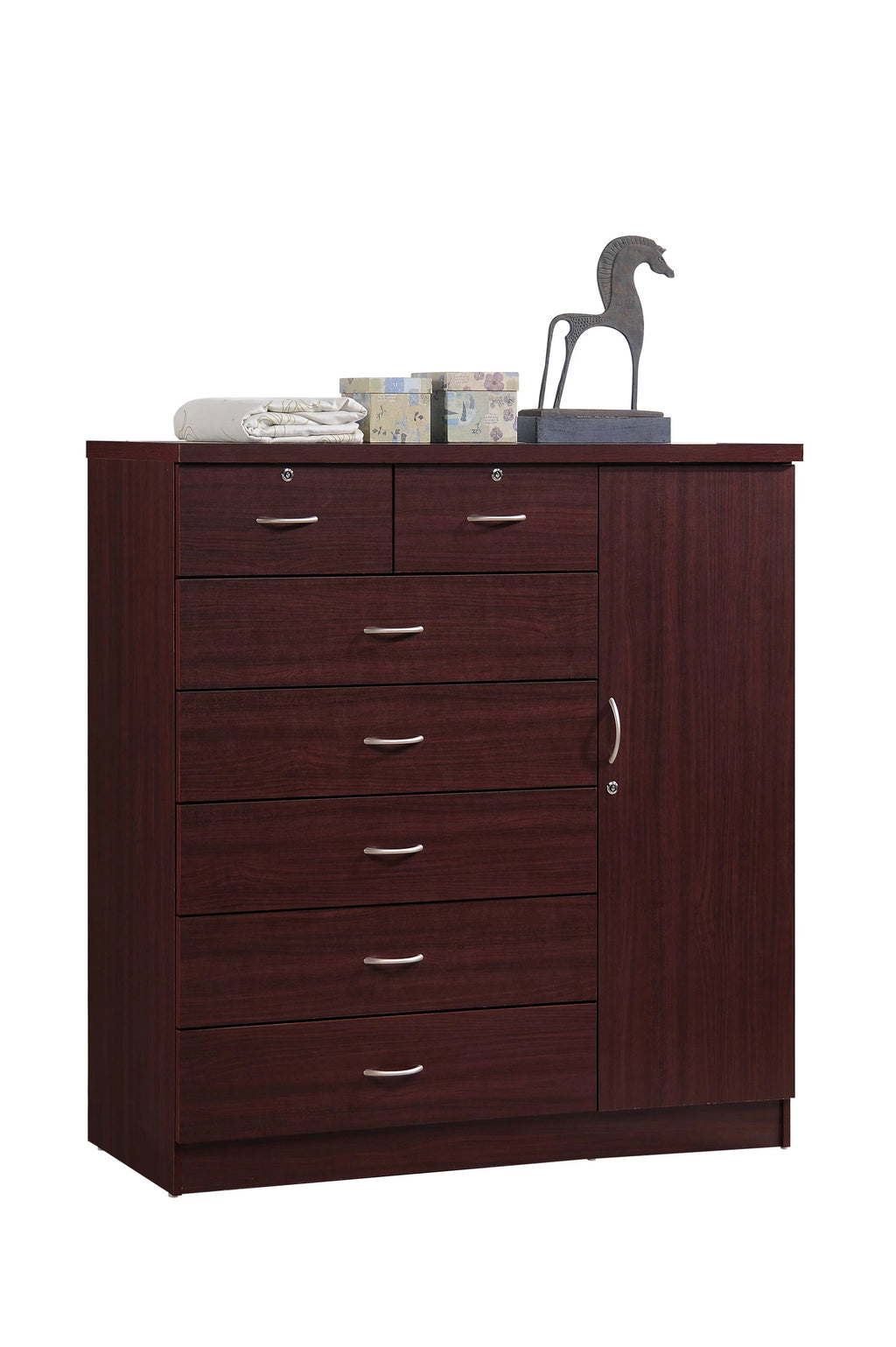 7 Drawer Dresser with Side Cabinet and 3 Shelves C136708