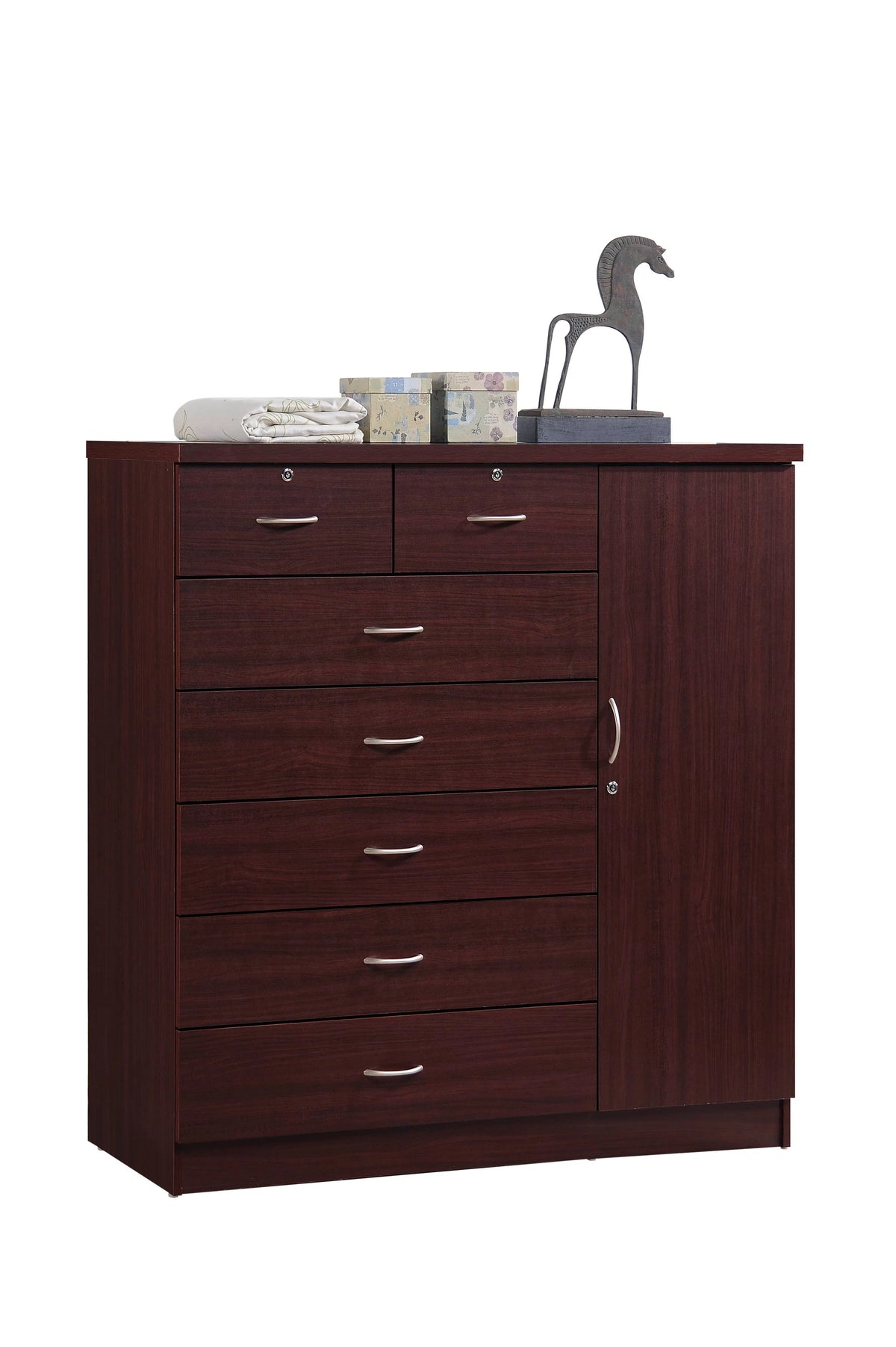 7 Drawer Dresser with Side Cabinet and 3 Shelves C136708
