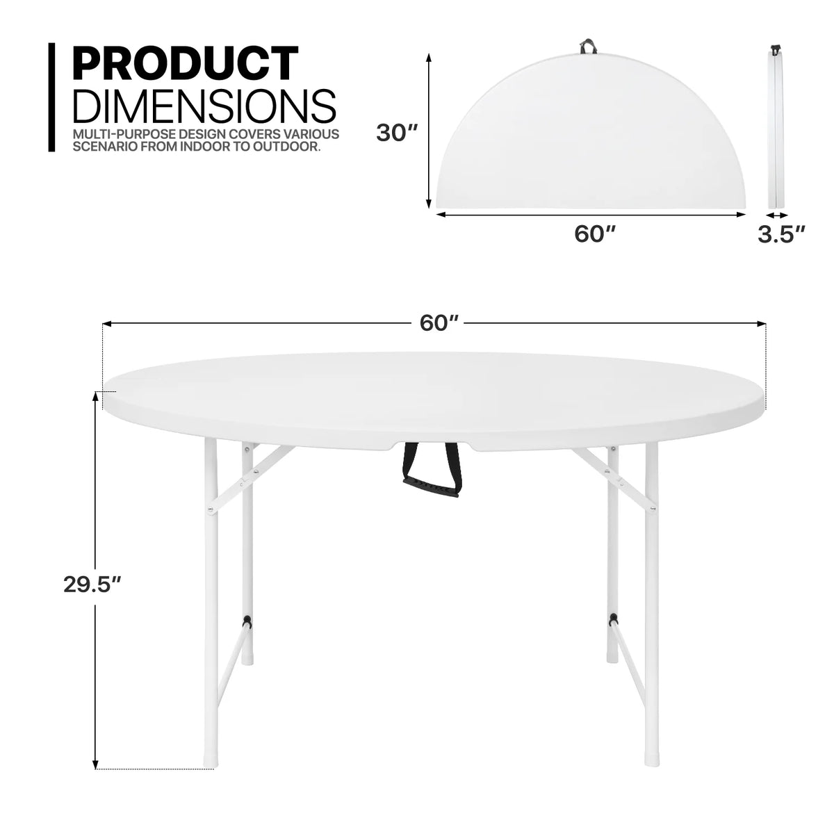 7 Pieces 5 FT Folding White Round Table and Chair Set P2270