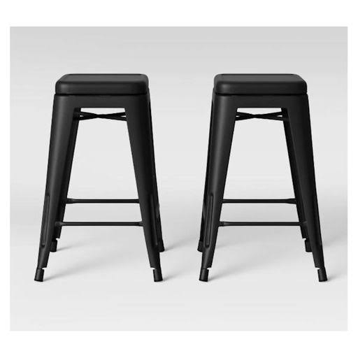 Black Metal Swivel Counter Stool Set of 2 B7639