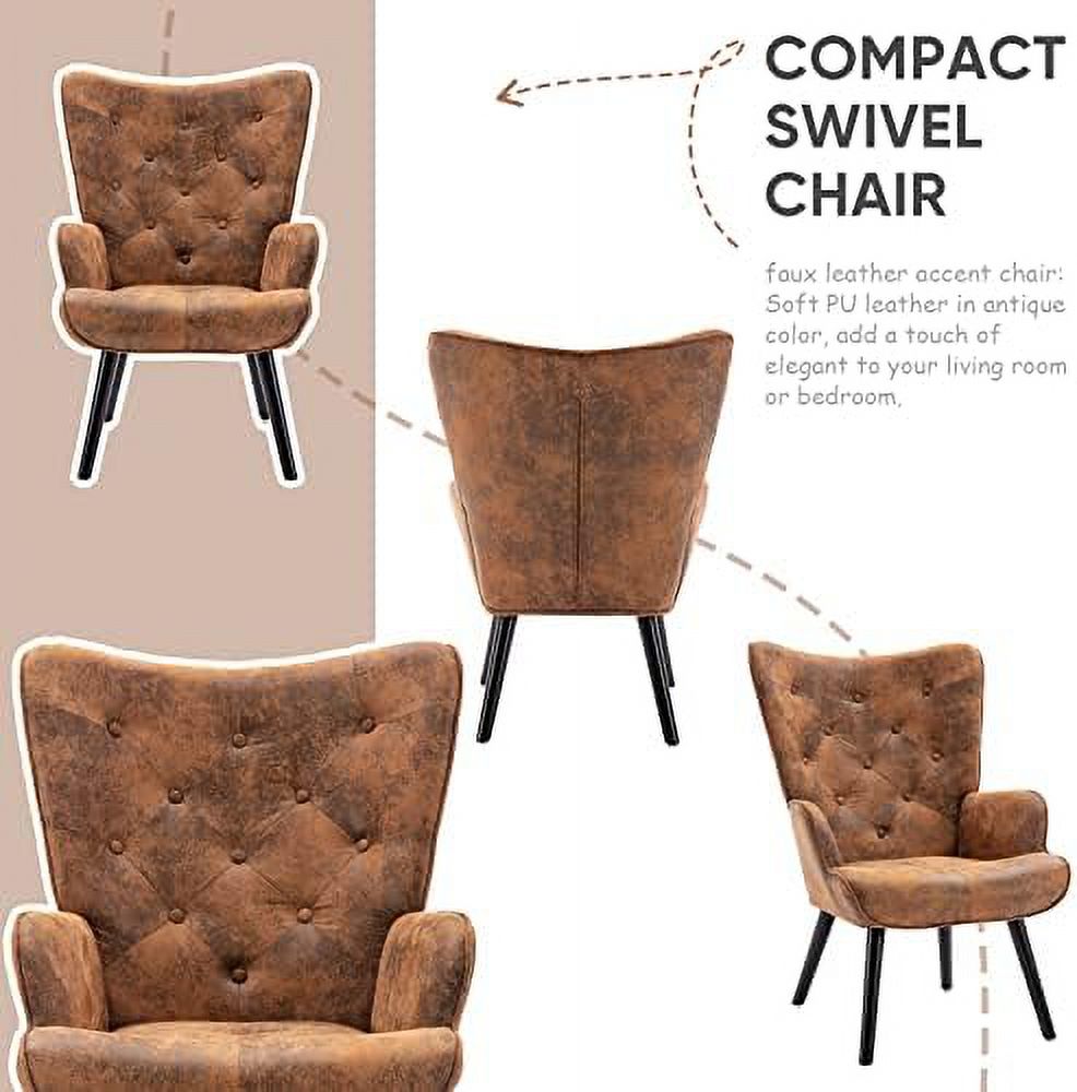 Microfiber Cushioned Wingback Armchairs Set D6502