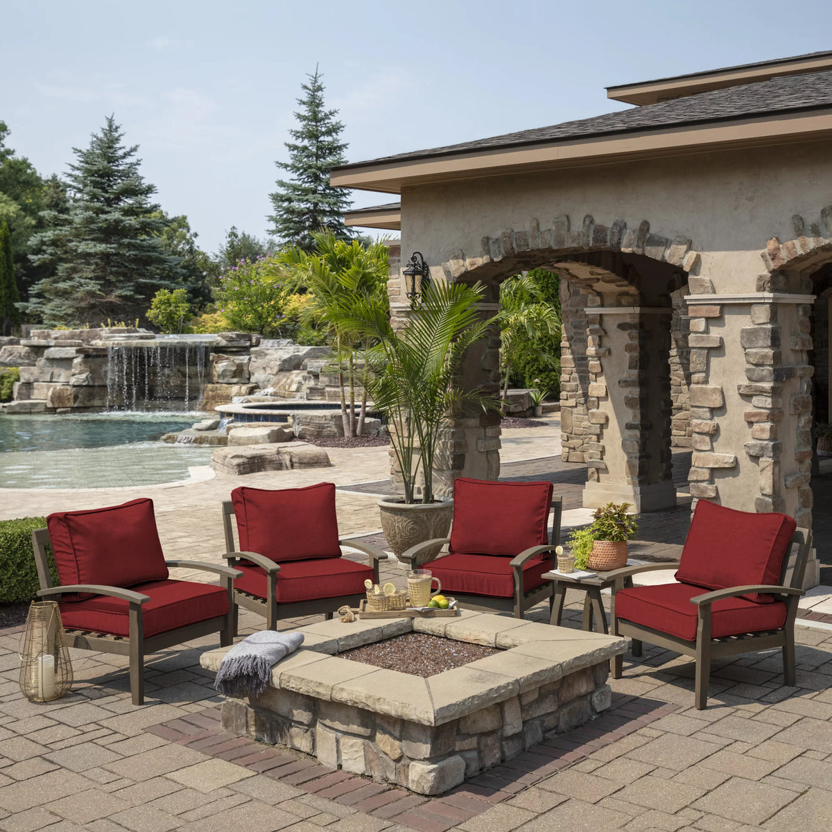 Ruby Red Outdoor Deep Seating Cushion Set 24 x 24 H92682