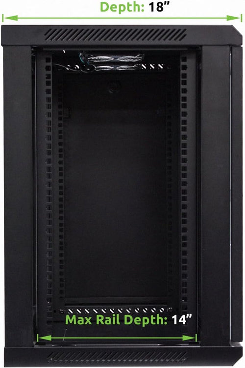 12U 19-Inch Wallmount Server Network Rack with Locking Glass Door Black M670