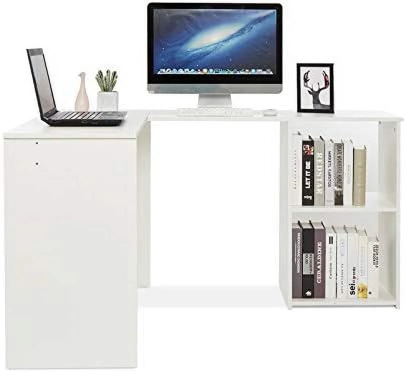 L Shaped Corner Desk Computer Workstation White J824149