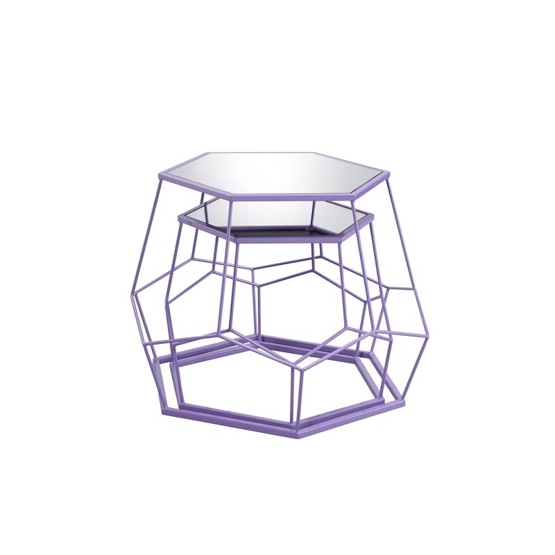 Purple Contemporary Metal Nesting Accent Table Set O94943