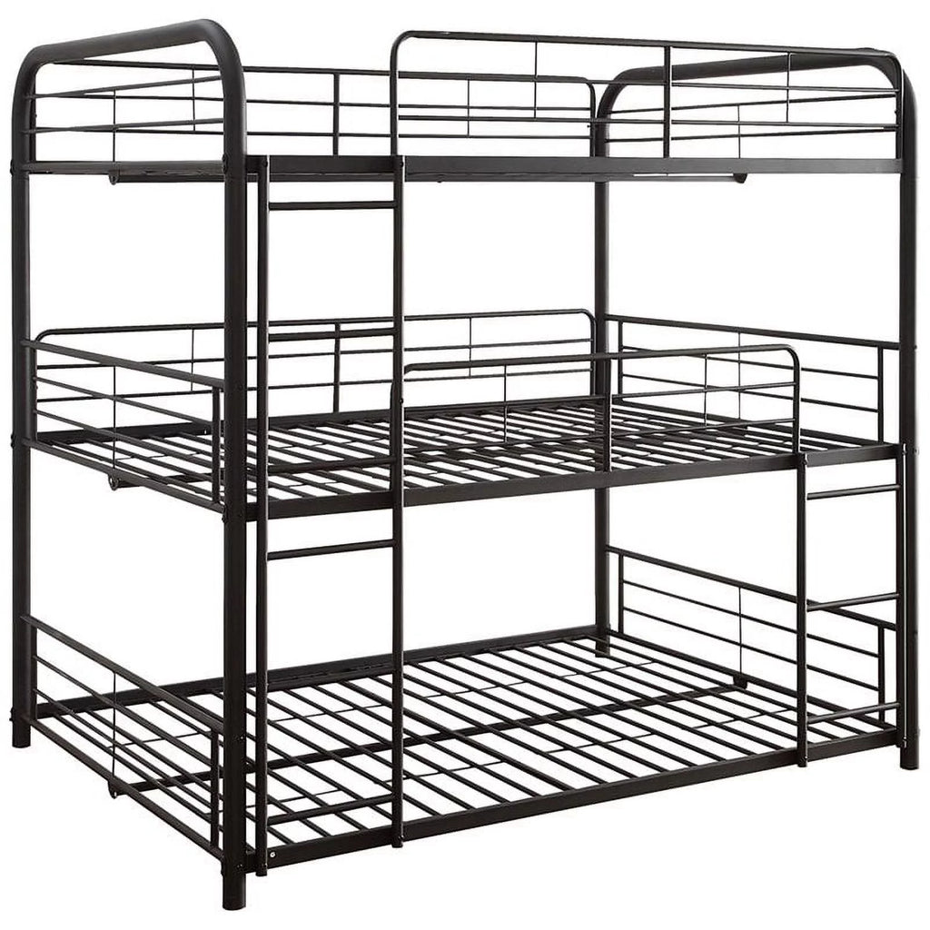 Full Triple Metal Bunk Bed in Sandy Black I841622