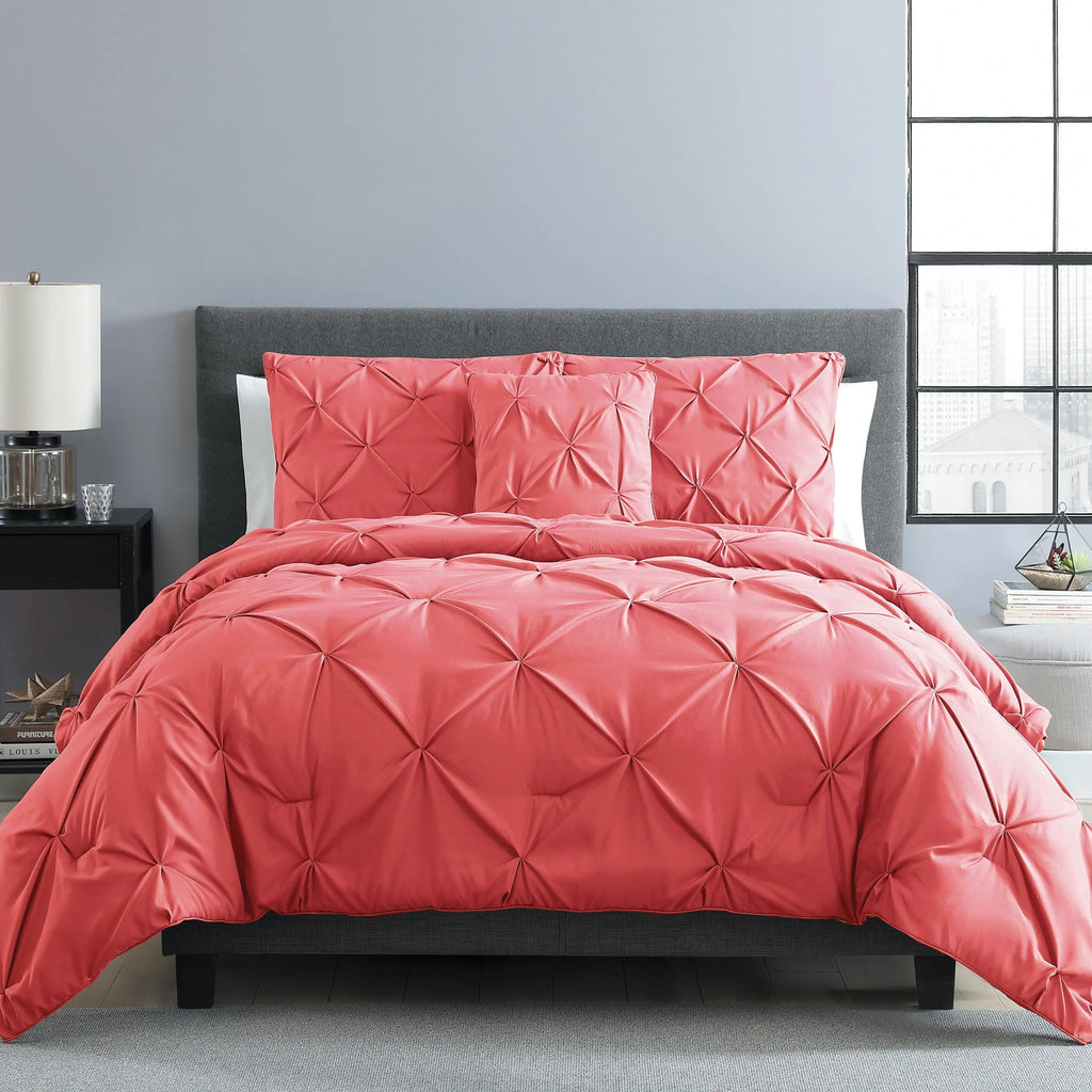 Navy Pintuck Comforter Set Queen I1212