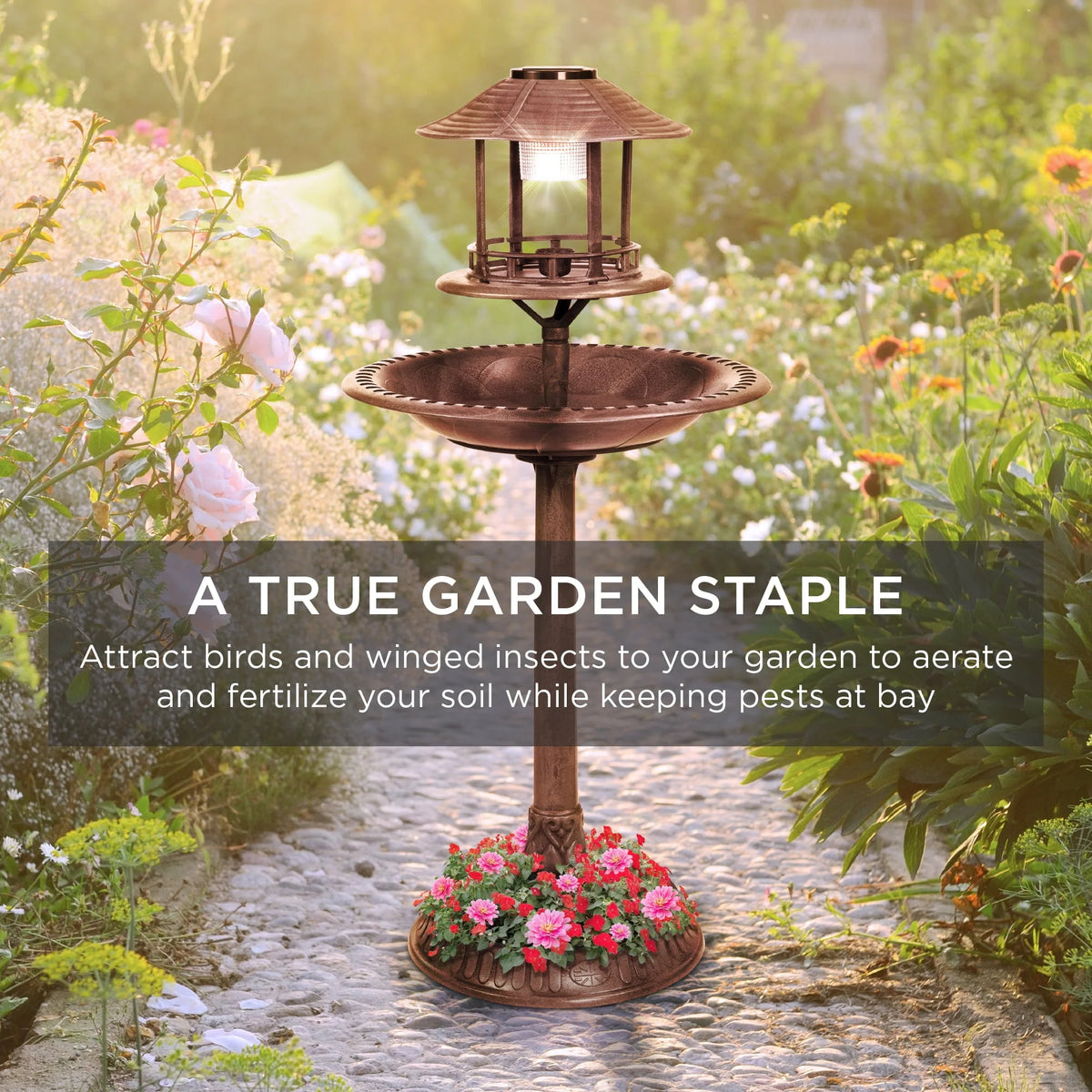 Solar Outdoor Bird Bath Pedestal Fountain O161451