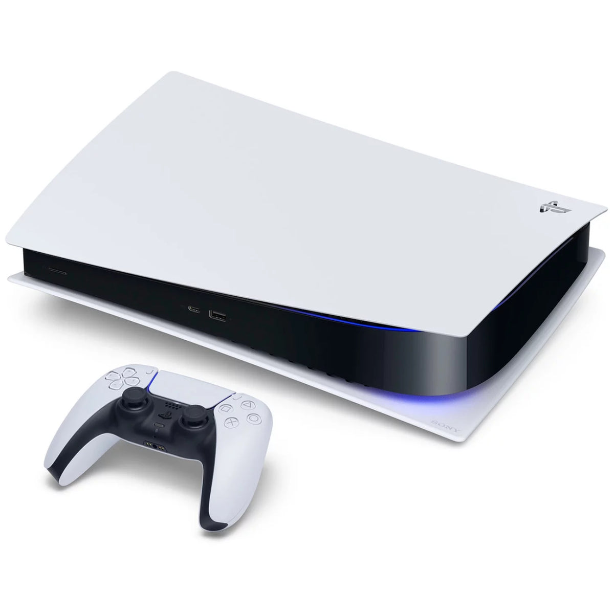 Playstation 5 Digital Edition Console with Blue Controller and White Headset T183