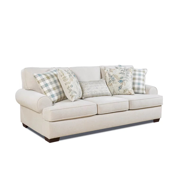 Cream Fabric Arm Sofa with Pillows S6331