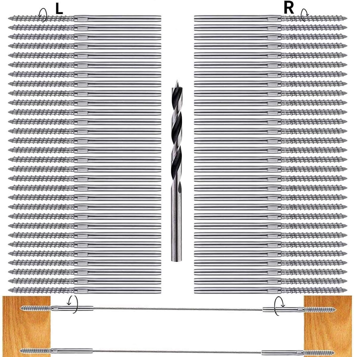 64 Pack 316 Stainless Steel Swage Lag Screws O570