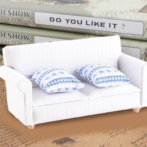 Miniature 2-Seat Sofa with Blue Flower Pattern Cushion K827323