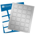 Square Labels, 100 Sheets, Weatherproof Silver Polyester O8550
