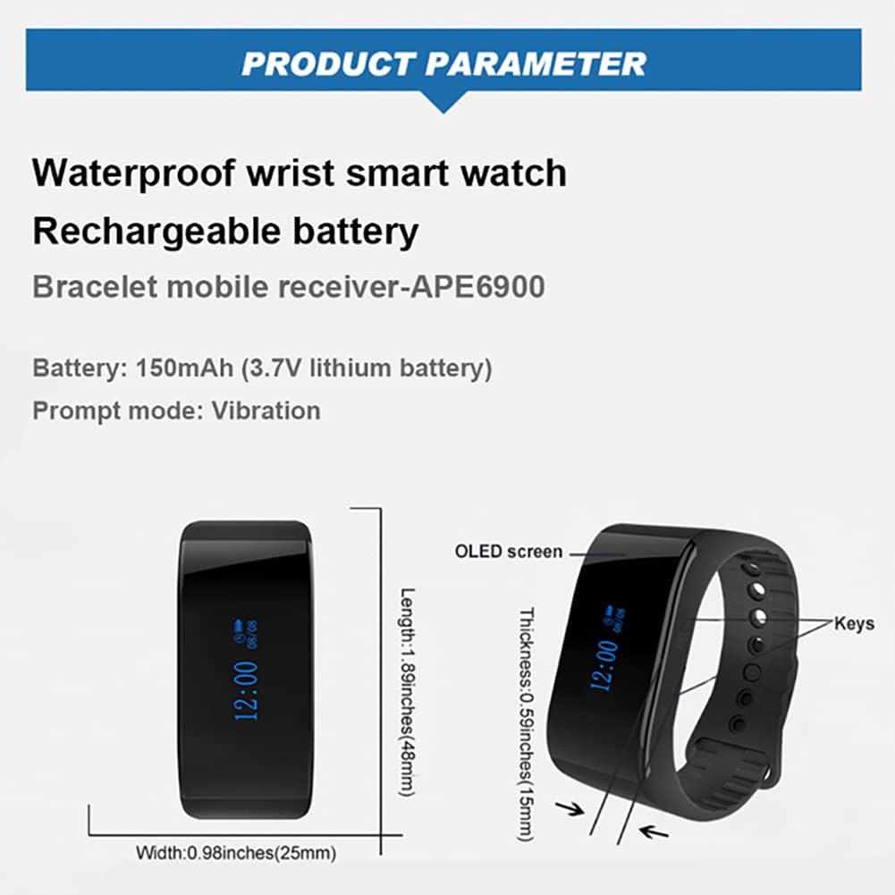 Wireless Caregiver Pager Calling System with 1 Mobile Receiver 2 Call Buttons F319093