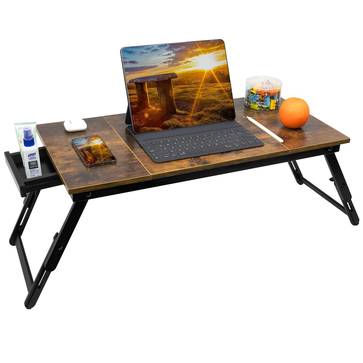 Bamboo Adjustable Laptop Desk with Drawer G20037