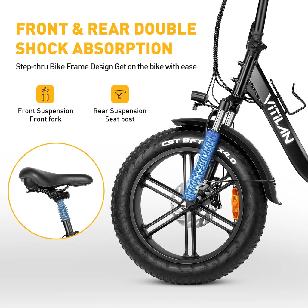 750W 20" Fat Tire Folding Step-Thru Electric Bike K758