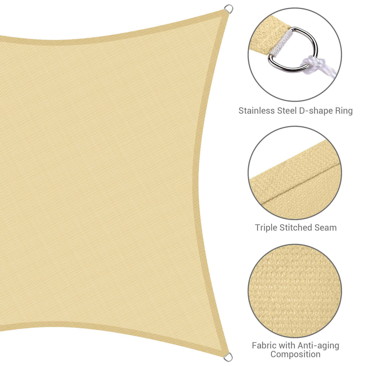 12x12 Ft 97% UV Block Square Sun Shade Sail Canopy Z915