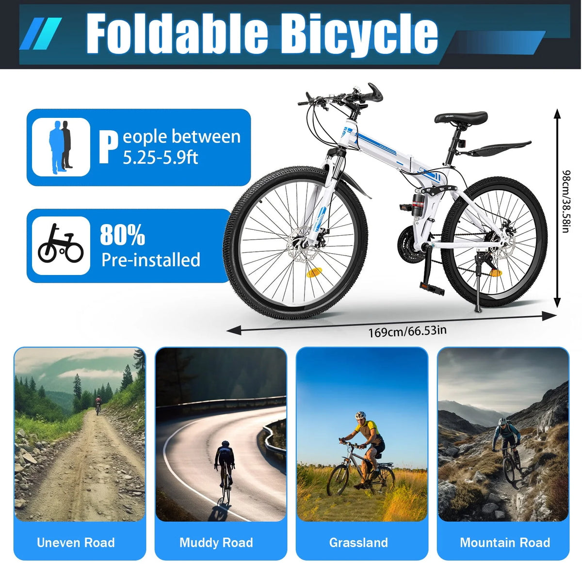 26 Inch 21 Speed Folding Mountain Bike C5575