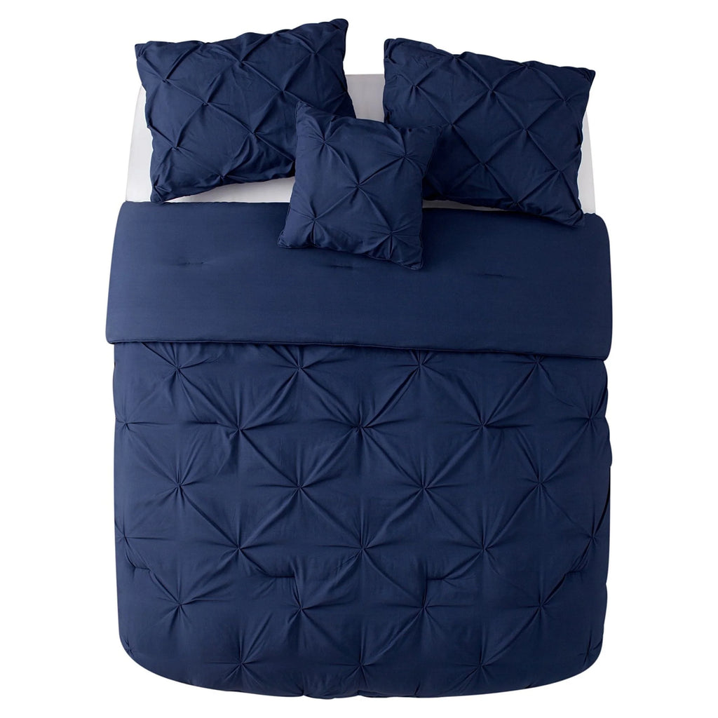 Navy Pintuck Comforter Set Queen I1212