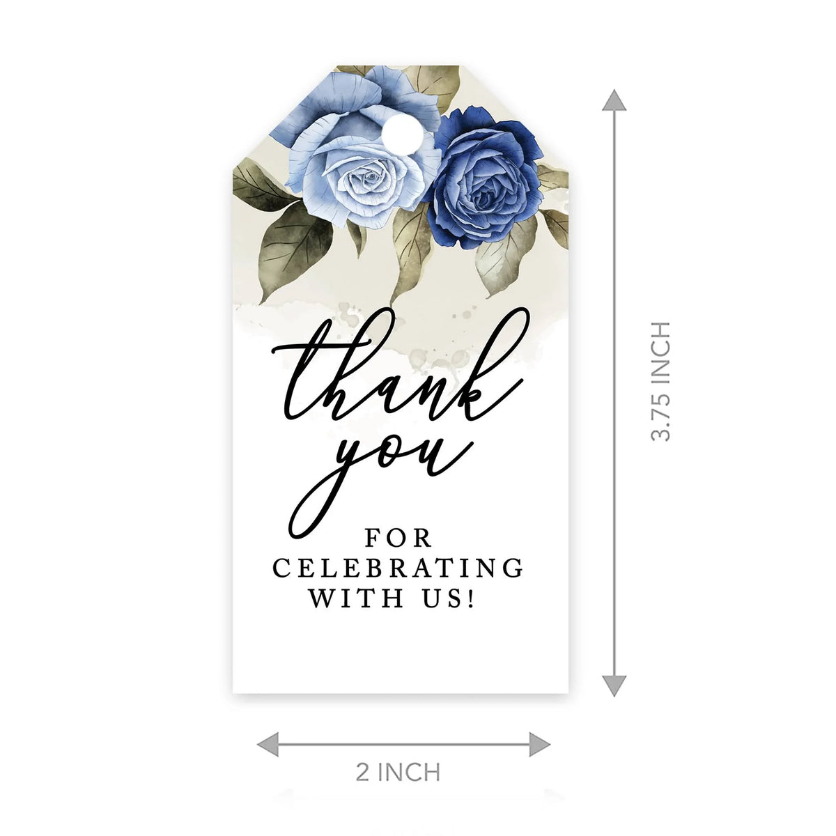 Icy Blue Roses Cardstock Gift Tags with Bakers 100-Pk D34806