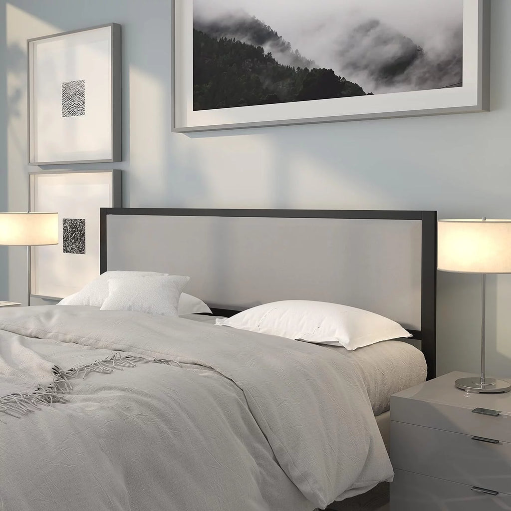King Size Light Gray Fabric Upholstered Headboard K228624