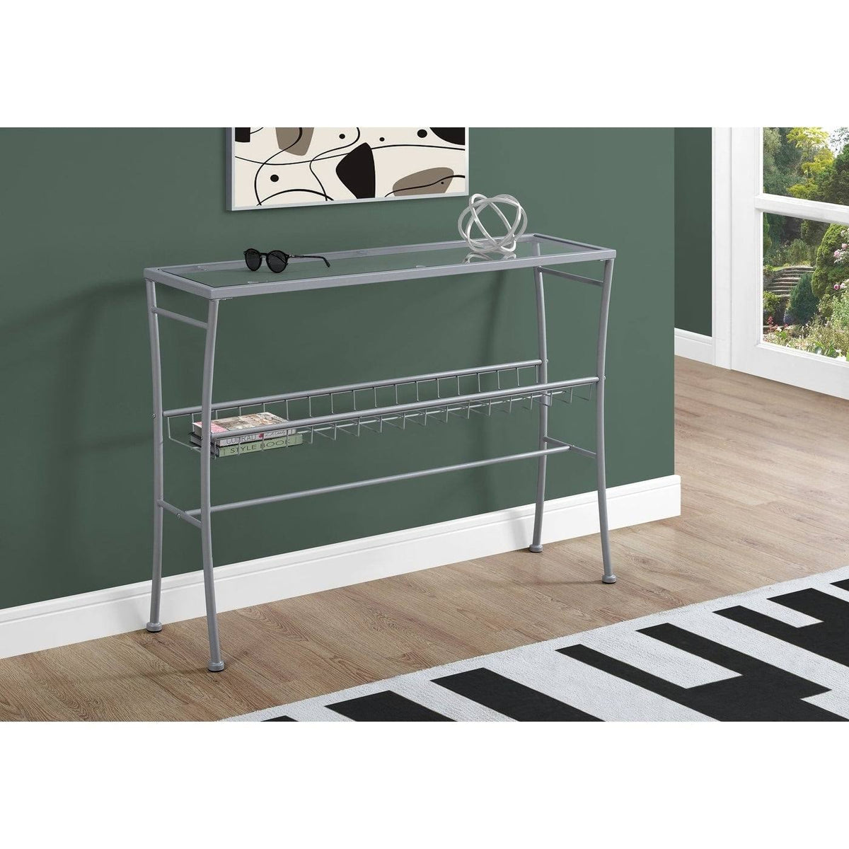 Black Tempered Glass Accent Table J224
