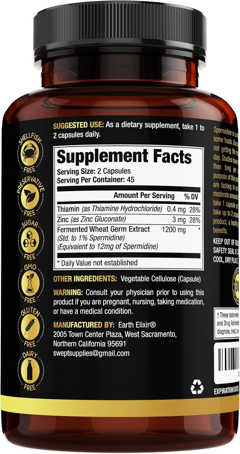 90 Capsules Spermidine Supplements 1200mg T28534