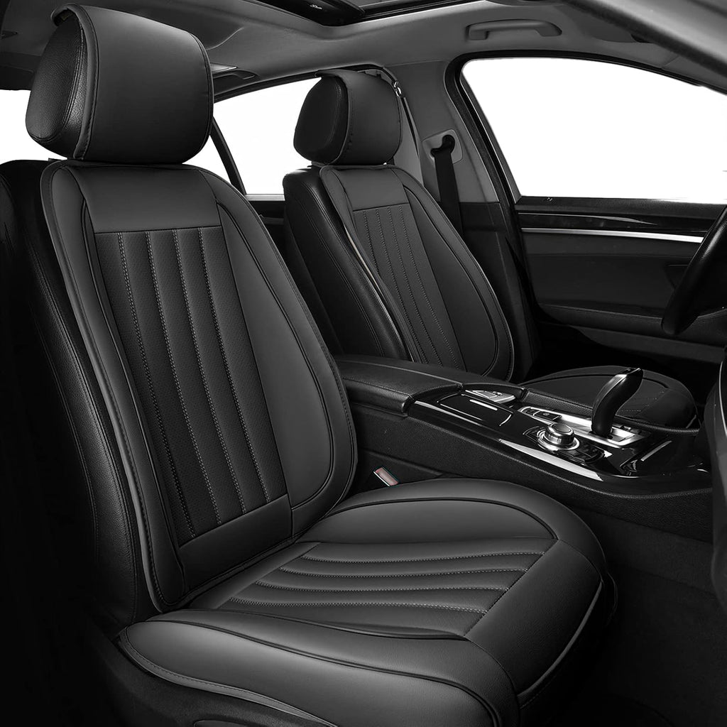 2pc Black Leather Universal Car Seat Covers O851354