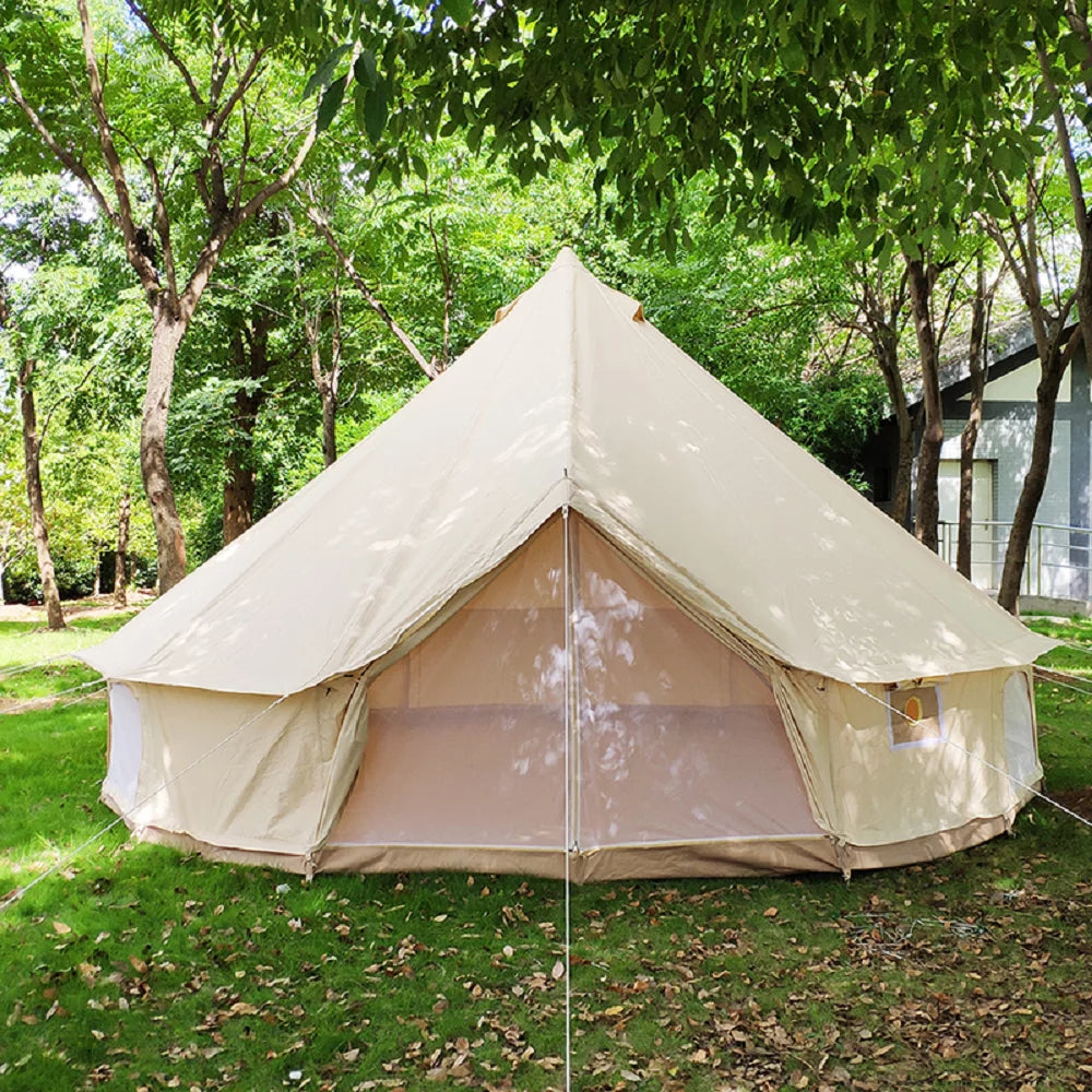 Waterproof 4-Season Cotton Canvas Bell Tent with Stove Hole G884752