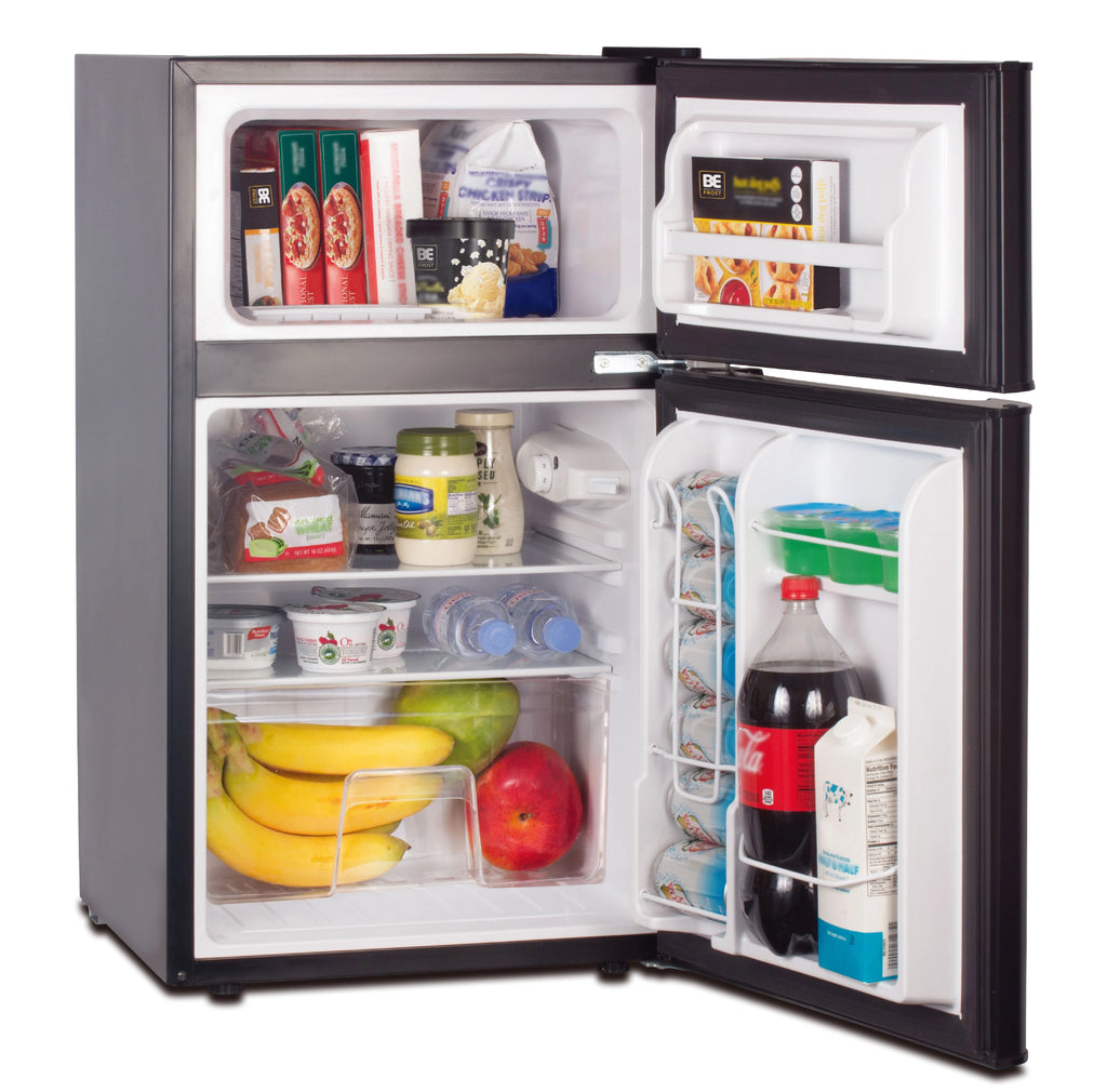3.2 Cu Ft Two Door Mini Fridge with Freezer, Black D859203