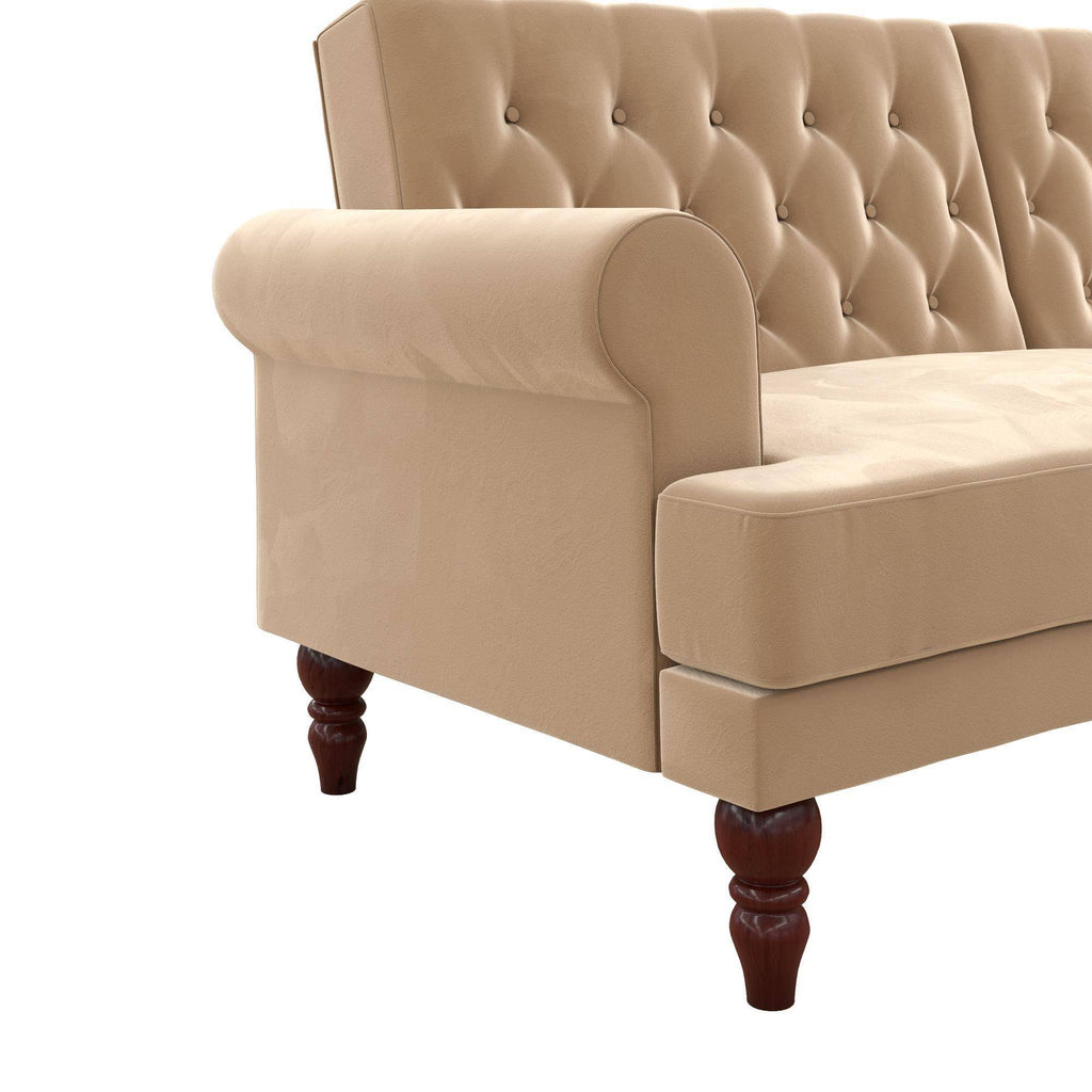 Ivory Velvet Convertible Futon R166