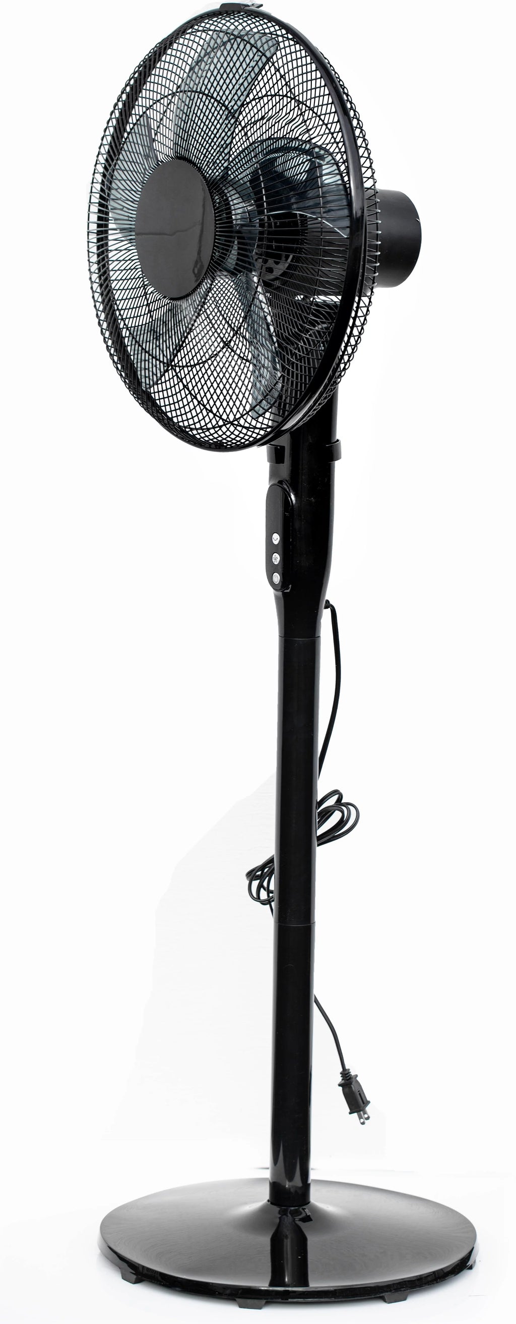 16 12-Speed Adjustable Height Pedestal Fan with Remote Control, Black M31949
