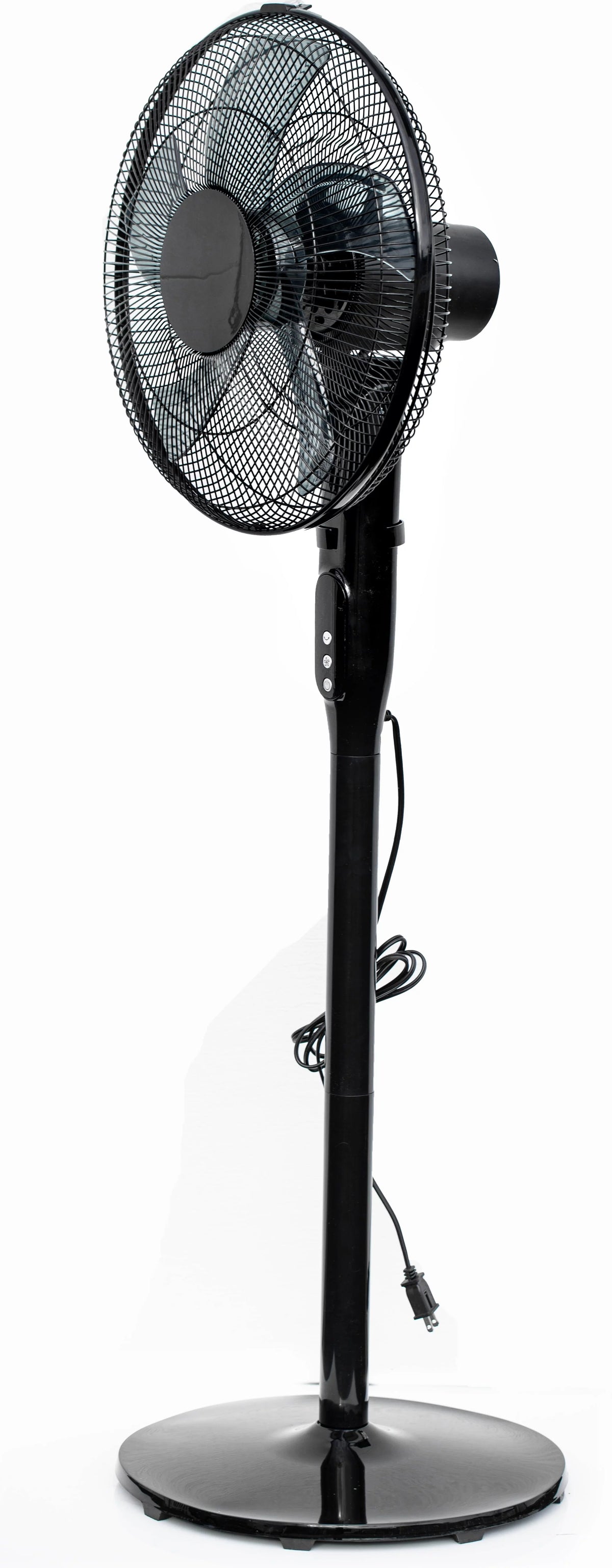 16 12-Speed Adjustable Height Pedestal Fan with Remote Control, Black M31949