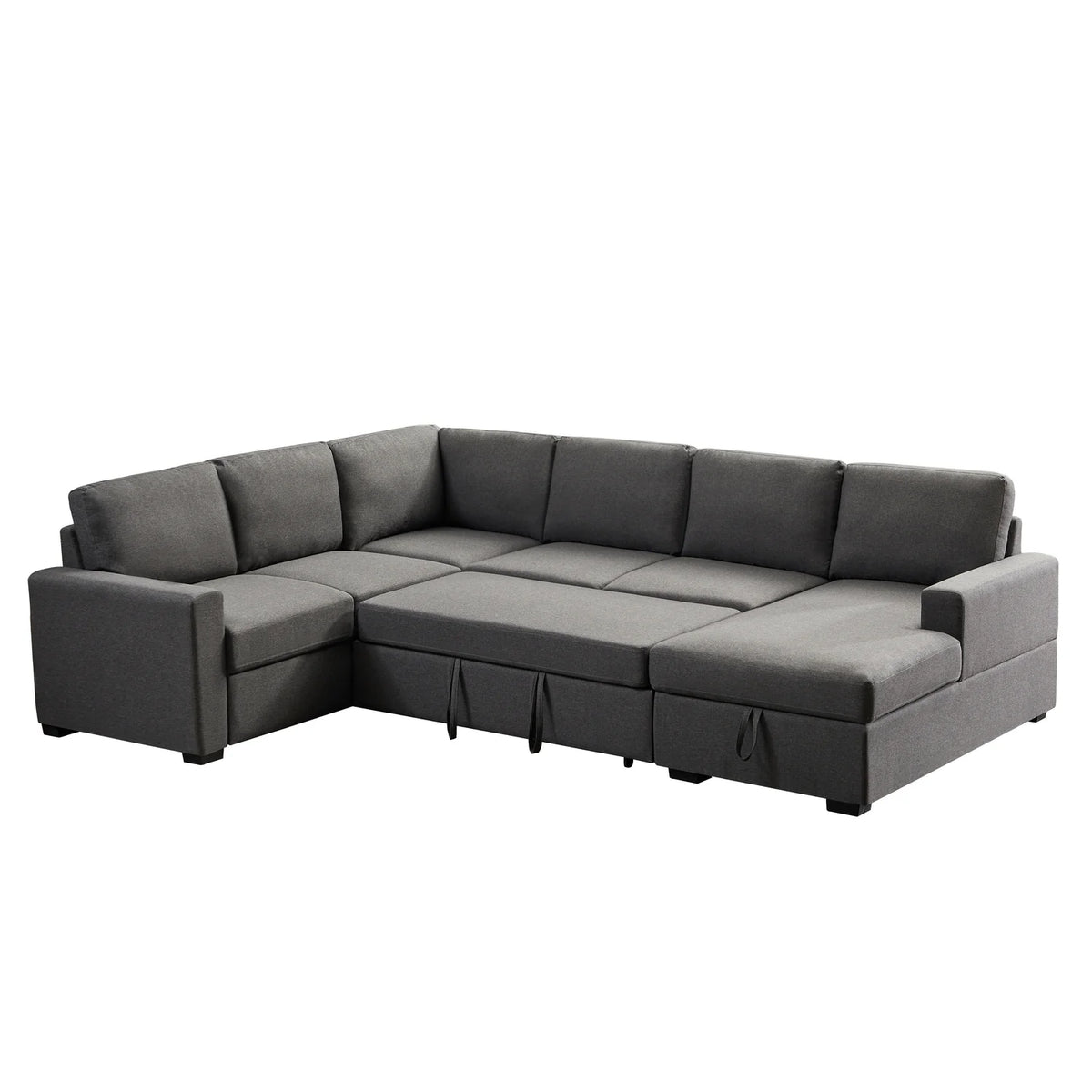 Gray Linen Left Hand Facing Sectional Sleeper Sofa O384
