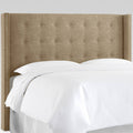 Nail Button Tufted Wingback Headboard California King Cobblestone X9979